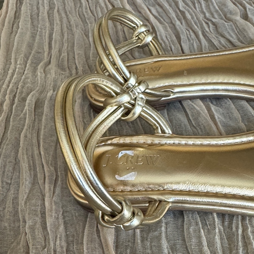 J. Crew Metallic Gold Strappy Leather Sandals - Picture 9 of 9